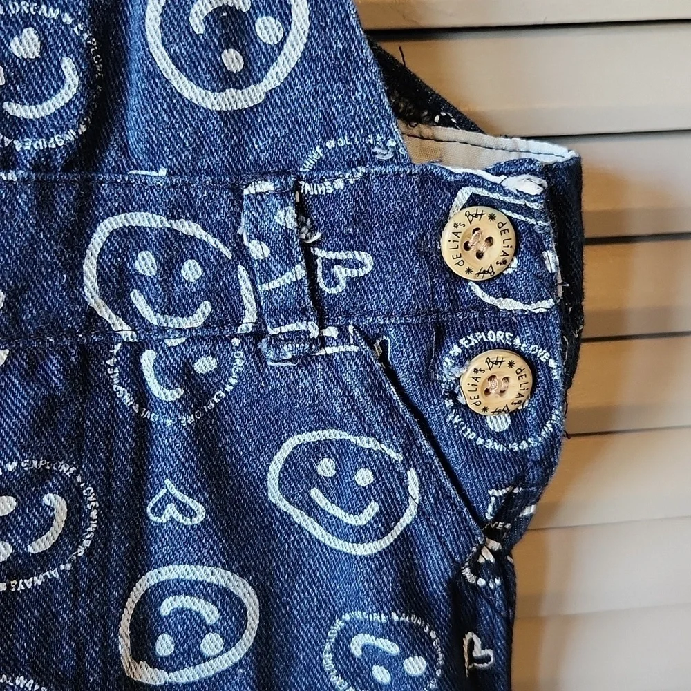 Delia's Baby Smiley Face Denim Overalls